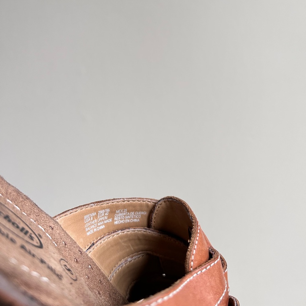 Dr. Scholl's Cognac Leather Mules with Woven Design - Picture 6 of 6